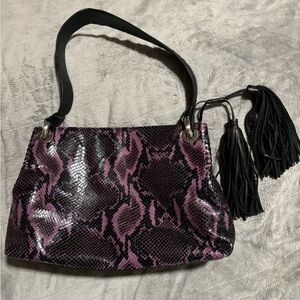 Donald J. Pliner purple and black snakeskin purse